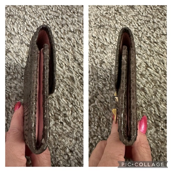 Nina Ricci Vintage 80’s 90’s Taupe/Brown Snake Leather Small Wallet - Picture 5 of 15